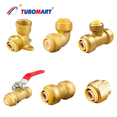Warm koud water Pex Push Fittings Loodvrij Quick Connect Messing Fittings PN10 PN16