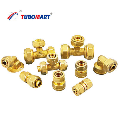 Pex-systeem Messing waterleiding compressie Fitting rechte elleboog tee kruis