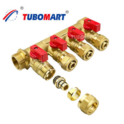 Messing Pex Distributie Manifold 1/2 inch Onder de vloer Verwarming Manifold