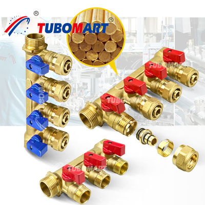 Meerdere stopcontacten 1/2 inch Messing Pex Manifold 150 Psi Met hoge temperatuur weerstand
