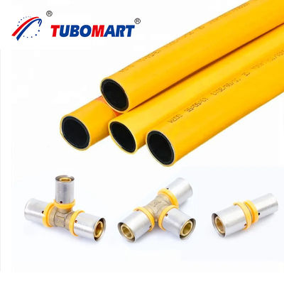 OEM Yellow PEX Fittings Messing gasleidingsysteem 16-32MM Equal Socket PEX Press Fitting