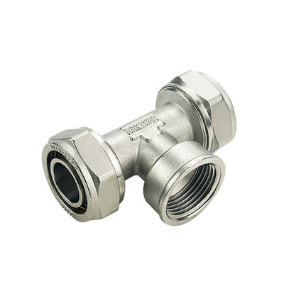 Gecertificeerde ISO17484-1 Pex Tee gesmeed crimp fittings Messing HPb 58-3A voor sanitair