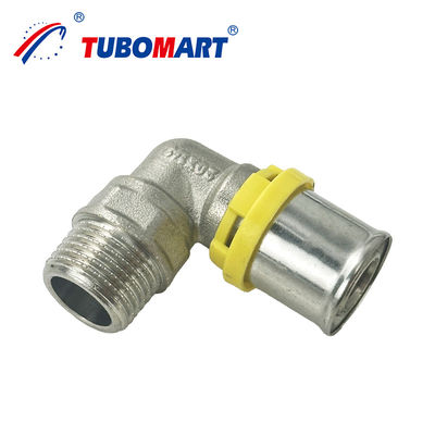 ISO9001 Op maat gemaakte koperen armaturen Gasgelijk Elbow Pex armaturen PEX AL PEX Pipe Brass Press armaturen