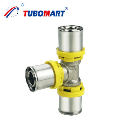 Pex Al Pex TH TYPE Press Fittings Voor DN15 DN25 Druk Natuurlijke messing Kleur Aanpasbaar Installatie zonder moeite Voor gas systeem Gemakkelijk te installeren