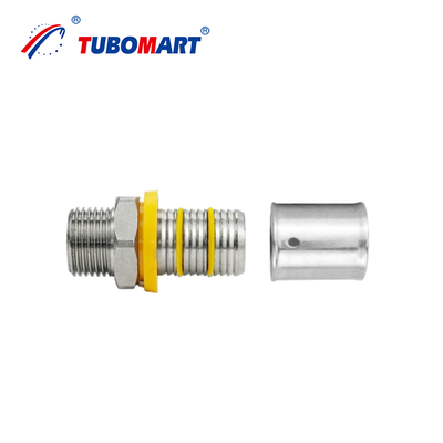 Tubomart Op maat gemaakte ondersteuning OEM Messing PEX AL PEX Fittings Gasleidingsysteem Geel 16-32MM Socket Tee Elbow