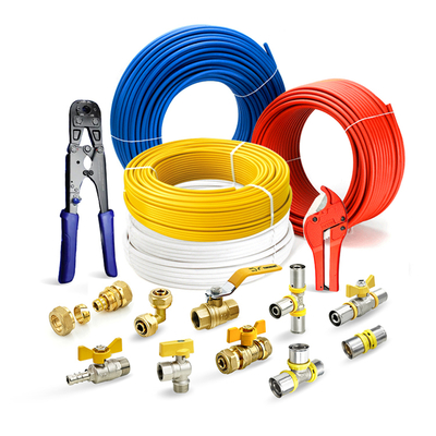 Tubomart 16-32mm Fabrieksprijs OEM Blauw Aanpassen Pex Fittingen Pex Al Pijp Connector Messing Pex Persfitting Persfittingen