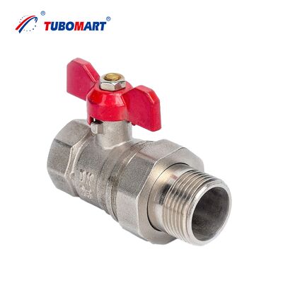 TUBOMART OEM Manual Brass Ball Valve with Male Female Thread 1/2''-1'' for Water/Gas Supply ISO9001 Certified